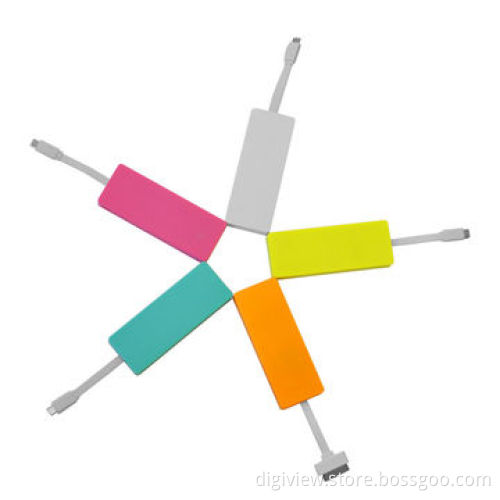 Smart power bank, built-in line with connector, portable, 3,000mAh
